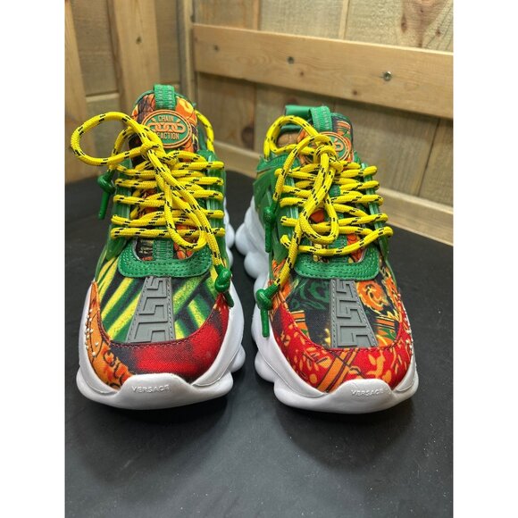 Versace Chain Reaction Sneakers EU37 US7 Multicolor Green Red Yellow - Picture 4 of 10